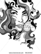 Psychedelic Graffiti Girl Vector Illustration - stock vector