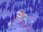 Tiny Town 2 - More low-poly explorations : A series of low poly renders featuring some little cabins, cows and demons