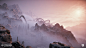 Horizon Zero Dawn - Mountain Landscapes, Lucas Bolt : These shots show our teams world building efforts to create the Nora territory in Horizon. This region is inspired by landmarks in Colorado, U.S. The landscapes were largely built by: Jacob Tai, Ben Ja