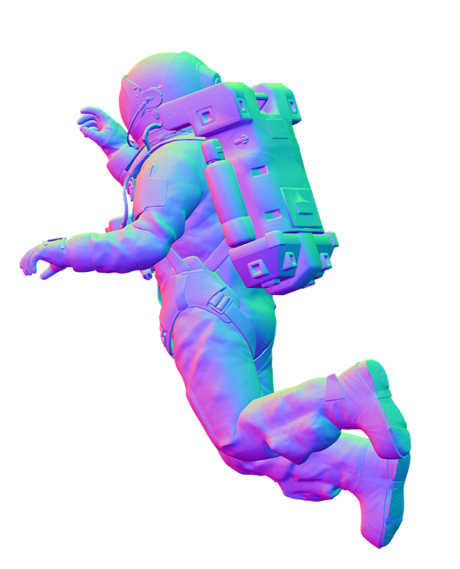 宇航员太空飞行员模型PSD分层白模彩色版...