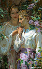 美国艺术家丹尼尔夫捷哈兹（Daniel F.Gerhartz）油画中的女子_人物 : 他捕捉色、光来营造画面人物情绪和情感于花草等植物紧密结合成一体 丹尼尔·捷哈兹的作品具有浓厚浪漫写实主义风格，表现题材广泛，犹以女性题材为最多，无论是日常生活中休息，沉思的少女还是牧场田园诗…