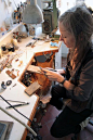 Judy McCaig at workbench: 