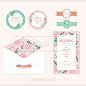 创意小清新手绘绿植花卉可爱卡通婚礼贺卡信封VI提案设计矢量素材-淘宝网