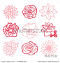 A vector illustration set of pretty and sweet floral or flower line art drawing. 