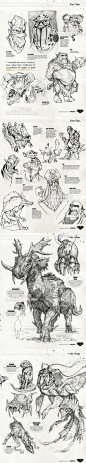 872 手绘美术素材 幻想科幻生物怪物线稿 速写插画绘画临摹参考-淘宝网