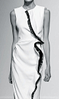 White dress with contrasting fringe trim; fashion details // Sportmax Spring 2015