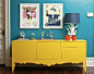 Like this yellow and blue together. Matches our bedroom wall and yellow silk curtains. :)