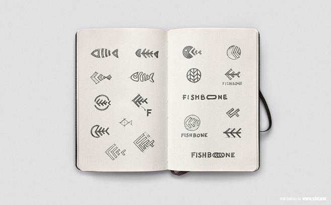   鱼骨标志形象设计 /鱼logo设计欣...