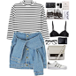 A fashion look from June 2016 featuring 3/4 sleeve tops, denim skirt and Araks. Browse and shop related looks.