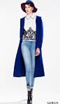 GOELIA歌莉娅女装2015冬季新款宝蓝色双面羊绒大衣系列