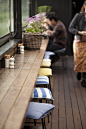 This tiny cafe faces a light rail platform on one side and a park on the other. It is cuteness personified. Mart 130, Middle Park, Australia