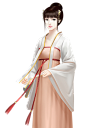 白衣橙裙女子  古风 (1)