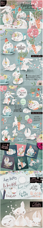 可爱兔子皇冠胡萝卜花卉公主卡片包装饰图案PNG免抠矢量设计素材-淘宝网