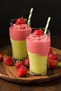 Double-Decker Tropical Avocado Smoothies