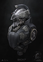 Kojima Productions, jarold Sng : I really love the logo design from Kojima Productions. With the recent sketch of the machine/suit bust revealed by Yoji and Kojima- I decided to do my take on rendering the design out. I added some embellishments along the
