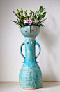 Large Turquoise Lady Vase