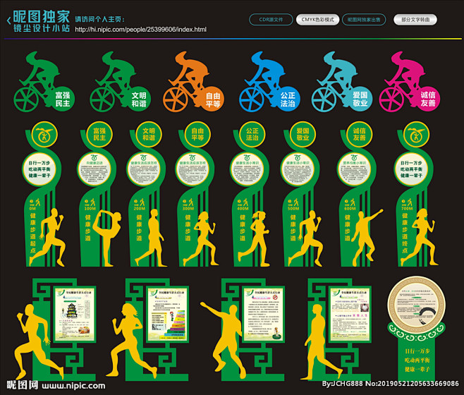 健康主题公园 健康标识 健康标牌 健身广...