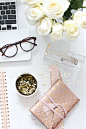 Pink & gold desk accessories