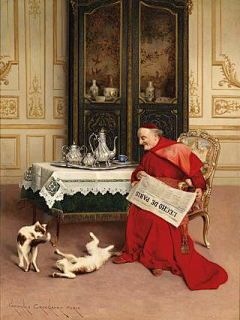 世界名画收集者—洁儿采集到比利时的学术画家乔治 风格幽默描绘红衣主教而著名