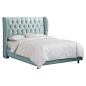 Tufted mint bedstead and headboard
