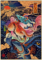中国人アーティストが描く浮世絵調イラストがビビットでダイナミック : ダイナミックな自然に色鮮やかな動物、さらには伝説上の生き物などが細かく描かれている日本と中国が融合した浮世絵風のイラストシリーズです。自然と絵の世界に引き込まれてしまう魅力がある作品です。これらの...