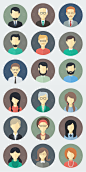 Face Icons in a Flat Style : Minimalistic Icons in a Flat Style