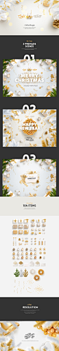 Gold & White - Christmas, New Year Pack by 国外WEB灵感 - UE设计平台-网页设计，设计交流，界面设计，酷站欣赏