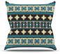 Nandita Singh "Borders Blue" Teal Yellow Throw Pillow (Outdoor, 20" x 20") contemporary-outdoor-cushions-and-pillows