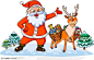 圣诞元素之和驯鹿站在一起的圣诞老人
