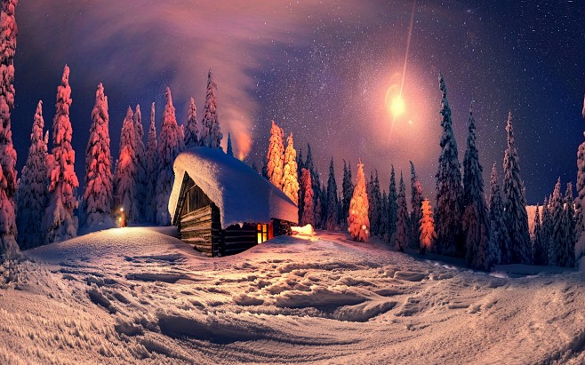 Природа, ночь, зима,...