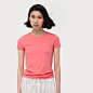 3件5折AMII品牌 夏装气质小圆领修身显瘦短袖T恤女5色11240316