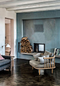 my scandinavian home: sitting room with blue wall and concrete floor in a dream Danish house by the sea (click pic for full tour of the house). Photo - Jesper Ray.