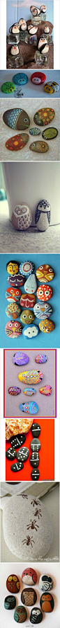 painted pebbles: would look great in the flower beds.