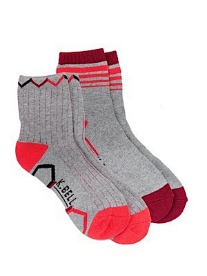红灰拼色混纹短筒袜两双装