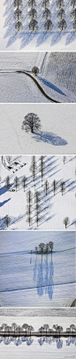 《琪花玉树》德国摄影师Klaus Leidorf喜欢以飞鸟的视角欣赏大地与自然的美。以下是他带来的一组雪原中树与树影的照片，利用光影与构图，原本萧瑟的景象呈现出另外一番如画般的安静诗意。
