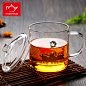 明尚德怀旧革命玻璃杯 创意复古大茶缸 透明耐热带盖大容量泡茶杯
