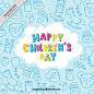 Background of happy children's day with drawings Free Vector