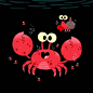 Happy crabs. Crab character design. Cute character design.