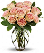 Teleflora's Delicate Dozen pink roses: 