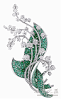 VAN CLEEF & ARPELS Muguet胸針，18K金材質，鑲嵌鑽石、祖母綠。