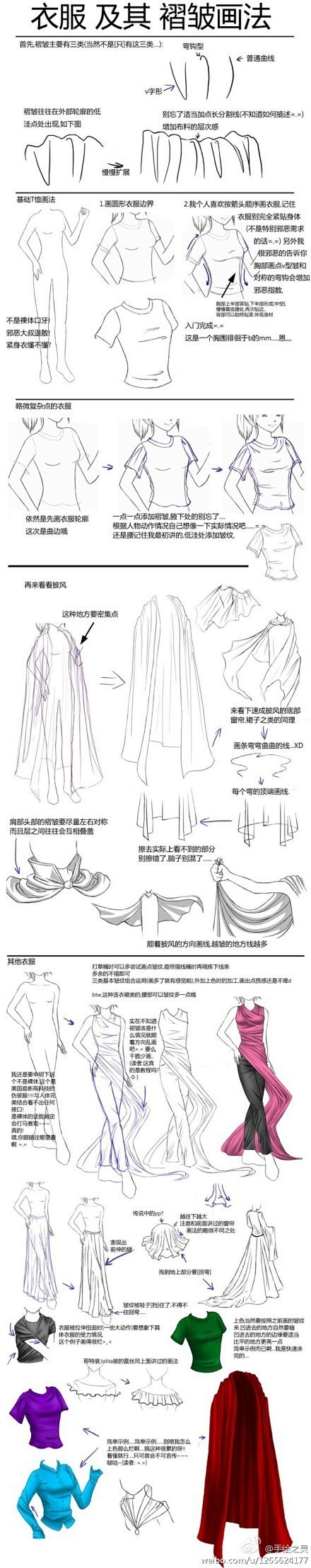 【作画教程】衣服和各种褶皱的绘画方法~很...