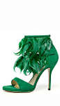 Paul Andrew Green Feather Ankle High Sandal RTW Spring 2014 #Shoes #Heels