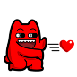 魔鬼猫表情-发射爱心#全身#单膝跪#示爱#求爱#魔性#斗