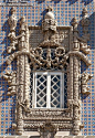 Manueline-style window from the Palacio da Pena in Sintra, Portugal