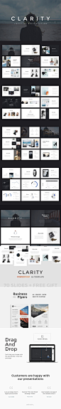 简约的个人介绍PPT模板 Clarity PowerPoint Template + A4 