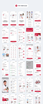 100屏在线医疗健康保健网上药店移动用户界面app设计模板素材