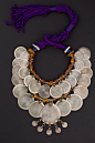 Morocco | Berber woman's necklace from Tiznit.  Silver, amber, shell and fiber.  First half 20th century. Wow.: 