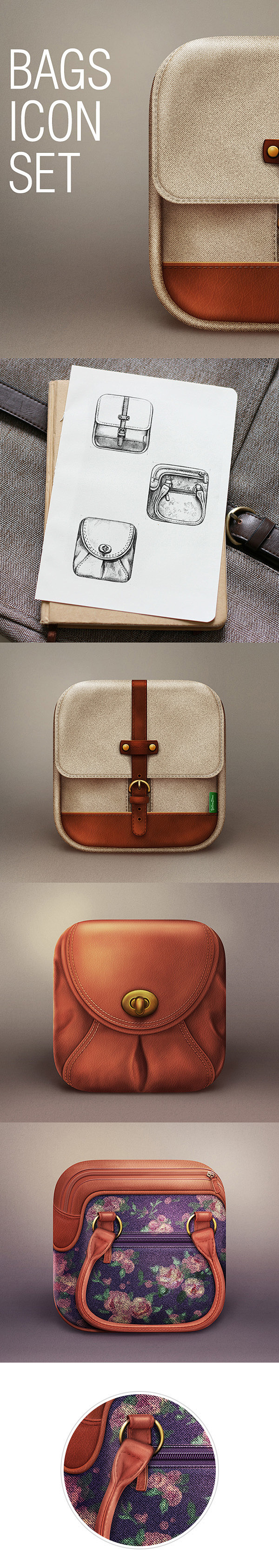 Bags icon set on Beh...