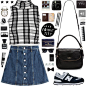 #casualoutfit #chic #travel #sneakerstyle #school #croptop #denimskirt