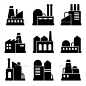 工厂和电力工业建筑图标——建筑对象集Factory And Power Industrial Building Icon Set - Buildings Objects黑色、建筑、剪纸艺术、电力、能源、环境、工厂,箔,图形,危险,图标,图标集,说明,工业、工业建筑、工业、孤立、核、核电站,核电站,工厂,发电厂,发电厂,幻灯片,炼油厂,集,烟,结构,矢量,白色 black, building, clipart, electricity, energy, environment, factory, foil,